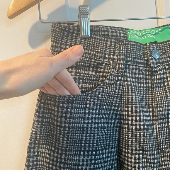 ✨Benetton (NWT) High-Waisted Check Trousers Dark Gray Size 25✨ - Picture 3 of 10
